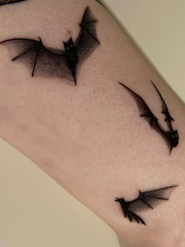 Flying bats fine-line