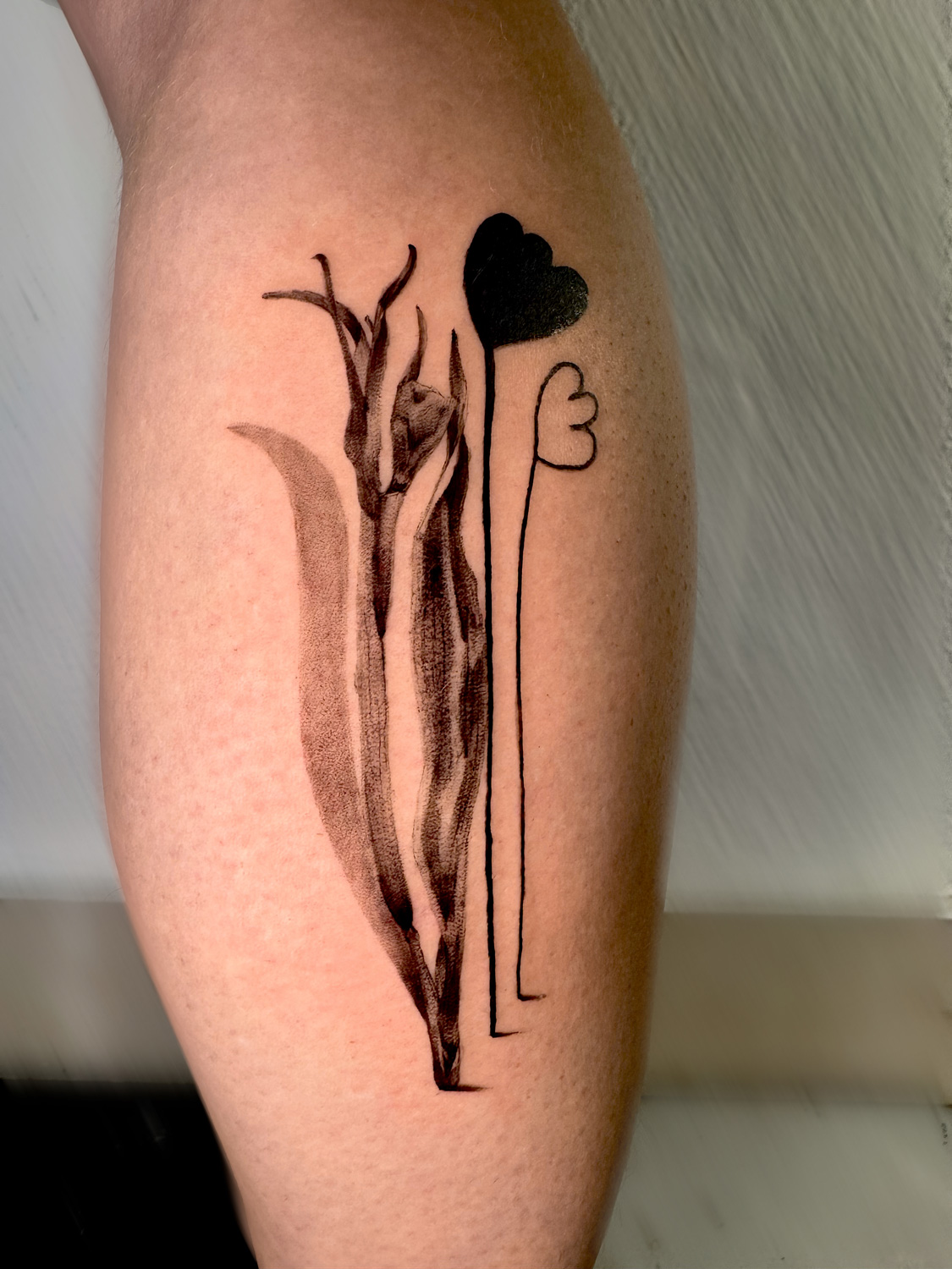 Botanical with hearts on calf