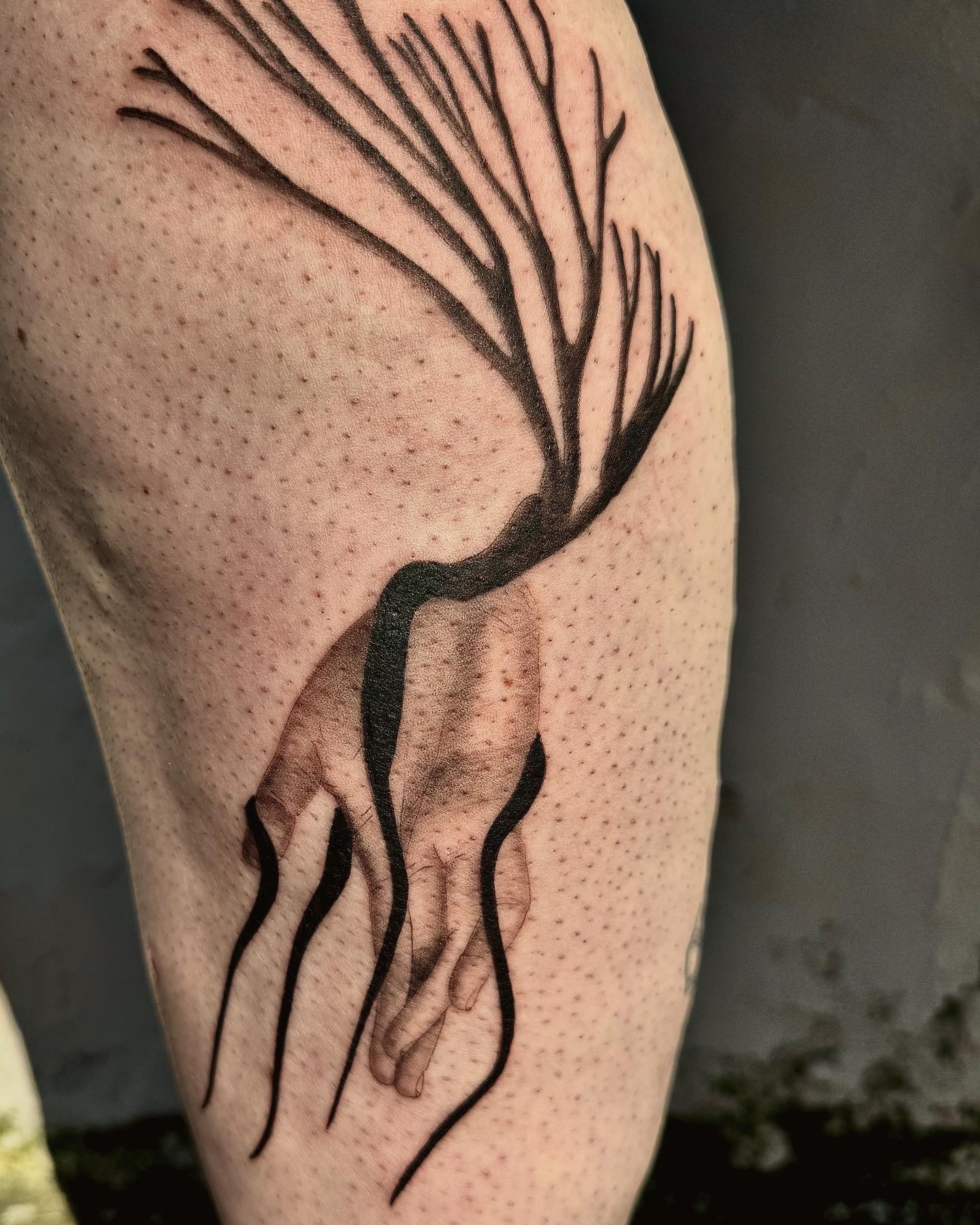 Algae hand blackwork on calf