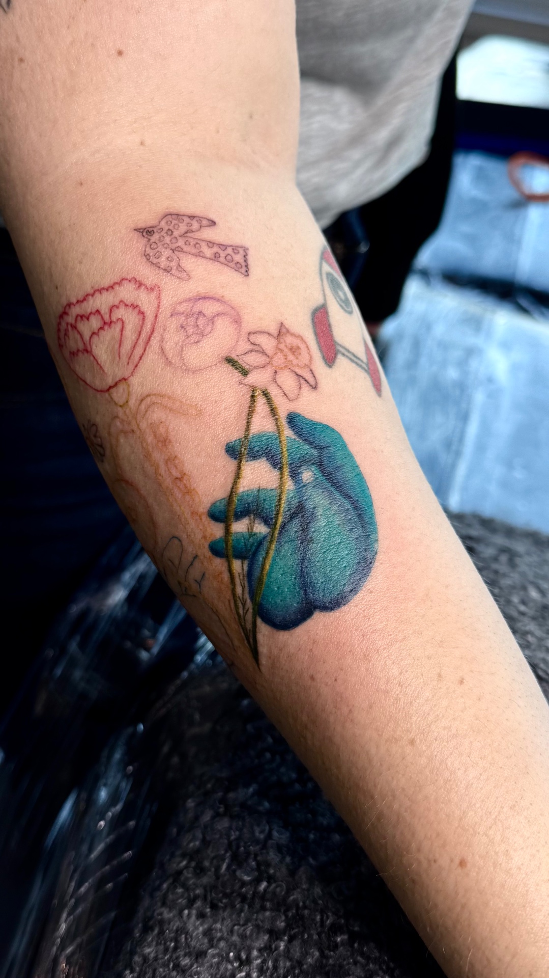 Illustrative hand with flower