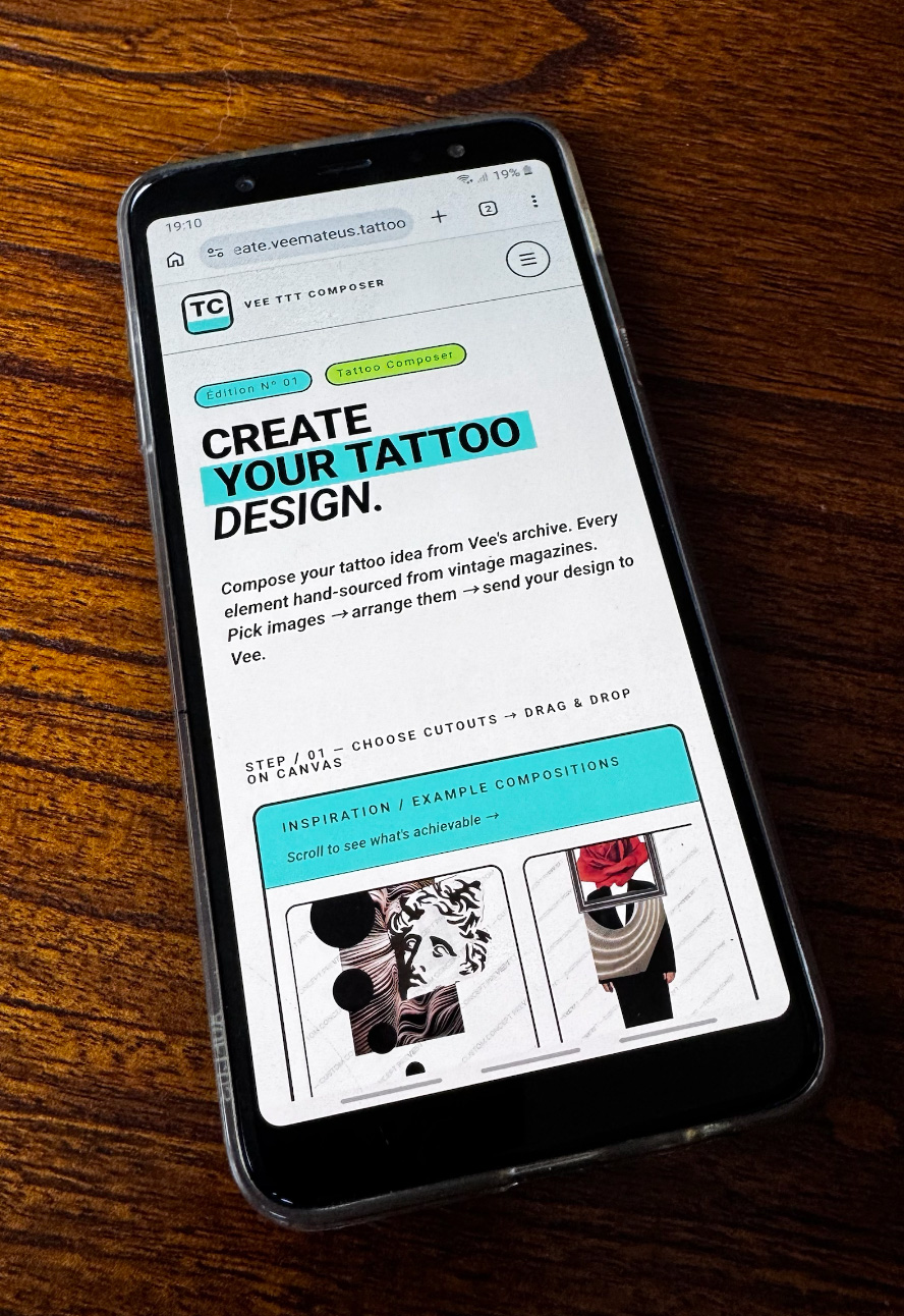 Tattoo Composer app on phone